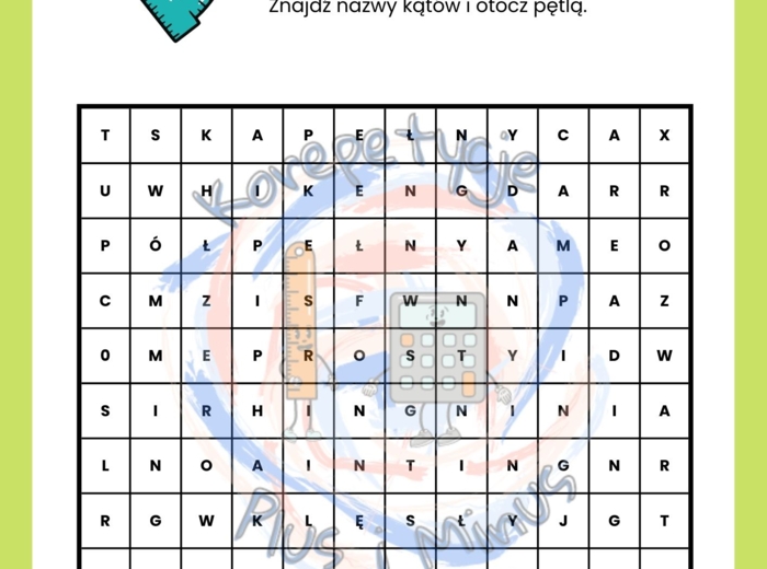 Wykreślanka rodzaje kątów