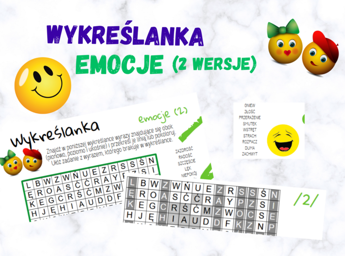 Wykreślanka - emocje (2 wersje)