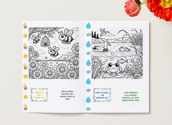 Kolorowanki ekologiczne - drzewa i lasy - zwierzęta - kwiaty - ekosystemy - recykling - ziemia