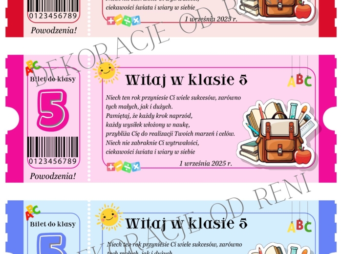 Bilet Powitalny do Klasy 5