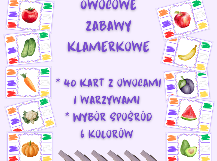 Owocowe zabawy klamerkowe KOLORY