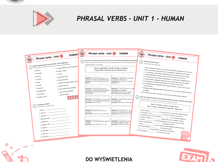 Phrasal verbs – jak ułatwić ósmoklasistom powtórkę przed egzaminem? cz.1 Człowiek