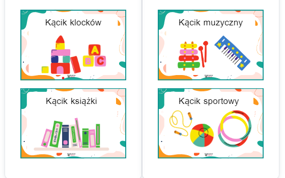 Kąciki tematyczne do przedszkola