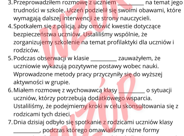 Wpisy do Dziennika Pedagoga / Pedagoga Specjalnego / 1000