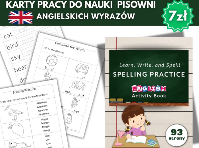 🧑‍🏫🇬🇧Zeszyt ćwiczeń do nauki poprawnej pisowni angielskich wyrazów🇬🇧🧑‍🎓Ponad 90 str PDF 🩷