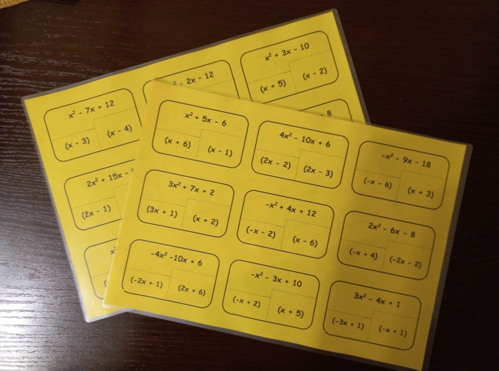 Algebraiczne puzzle - mnożenie sum algebraicznych