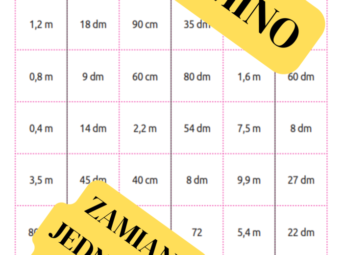 DOMINO - zamiana jednostek długości (cm, m, dm)