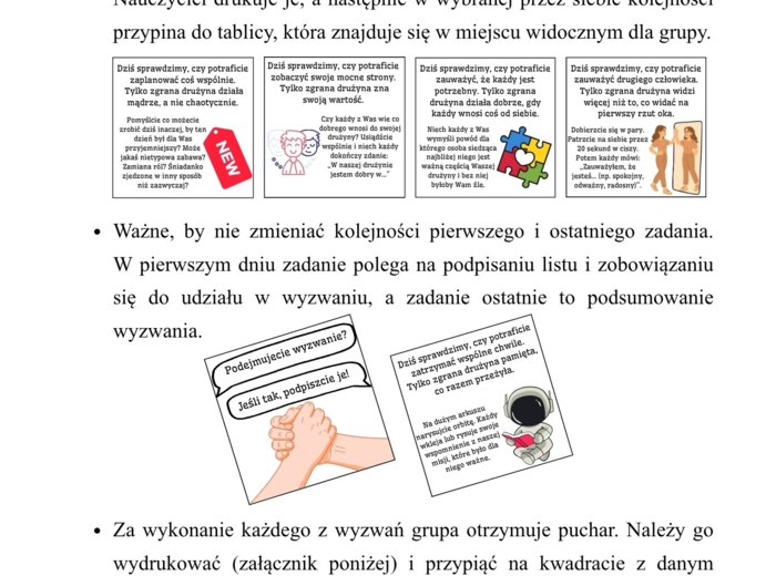 Misja: ZGRANA DRUŻYNA- program budowania relacji w 24 krokach ( dla przedszkola i klas 1-3)