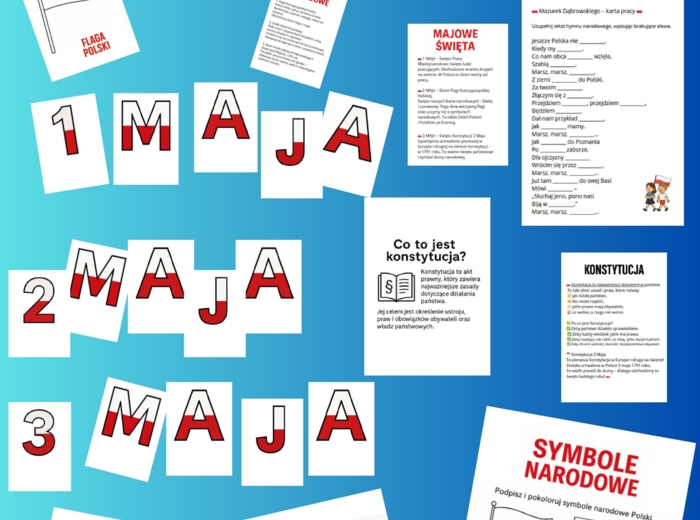 🇵🇱 MAJOWE ŚWIĘTA – GOTOWY ZESTAW DO DRUKU! 🇵🇱 37 stron!!! Litery na gazetkę +10 kart pracy
