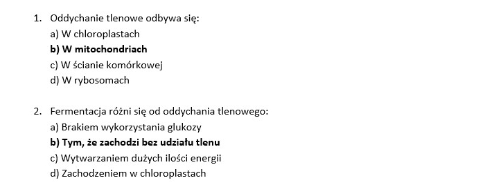Test 4- Organizacja i chemizm życia