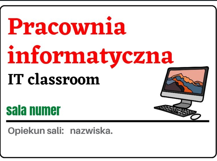 Wizytówki na drzwi pracowni - szkoła podstawowa