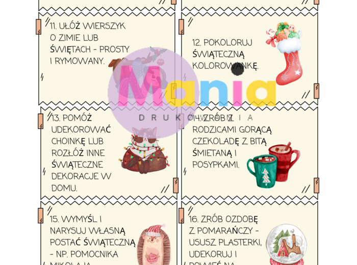 Domowy Kalendarz Adwentowy