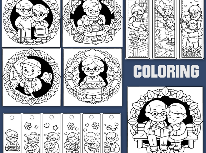 Kolorowanki na dzień Babci i Dziadka - mandale plus zakładki do książek