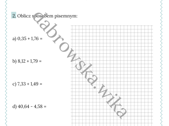Dodawanie i odejmowanie ułamków dziesiętnych