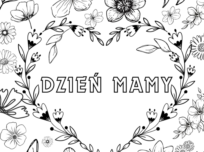 Dzień Mamy, kartka składana do pokolorowania dla mamy, kolorowanka XXL