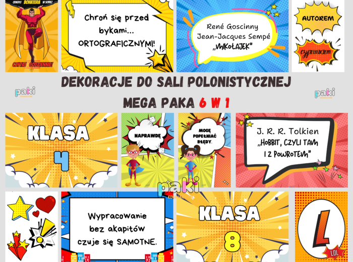 Dekoracje dla polonisty // sala do języka polskiego // gazetki // plakaty // MEGA PAKA
