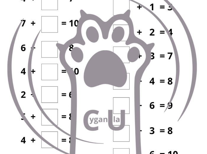Dodawanie i odejmowanie z lukami KARTY PRACY