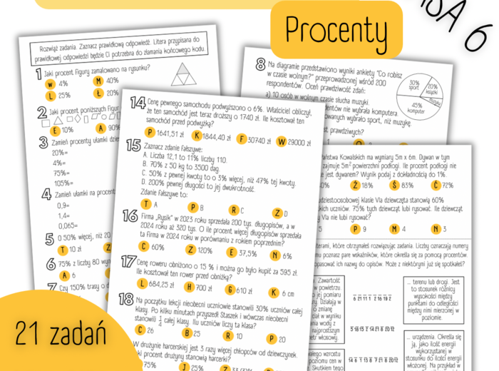 POWTÓRZENIE MATERIAŁU – Procenty – KLASA 6
