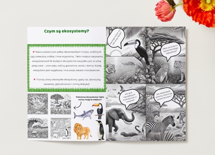 Kolorowanki edukacyjne. Zwierzęta, rośliny, ekosystemy