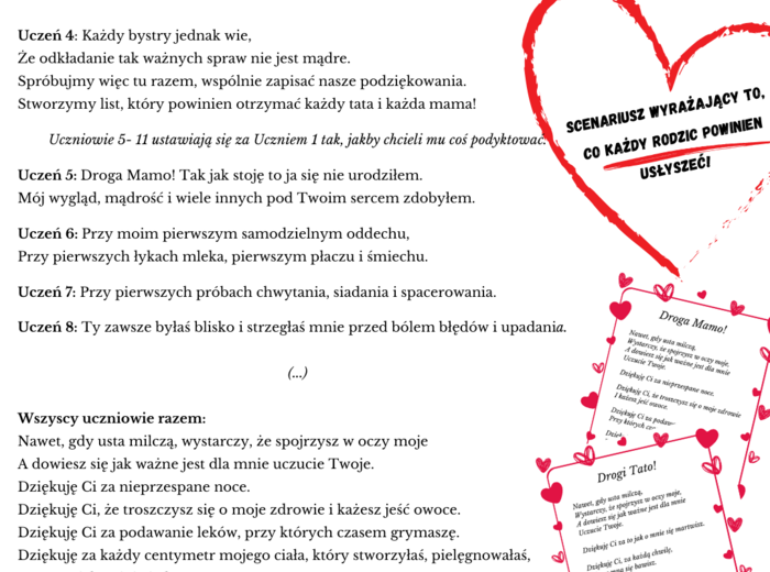 Scenariusz Dnia Mamy i Taty/ Dnia Rodziny "List"