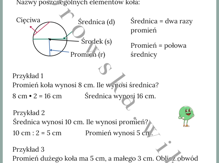 Koło i okrąg - notatka