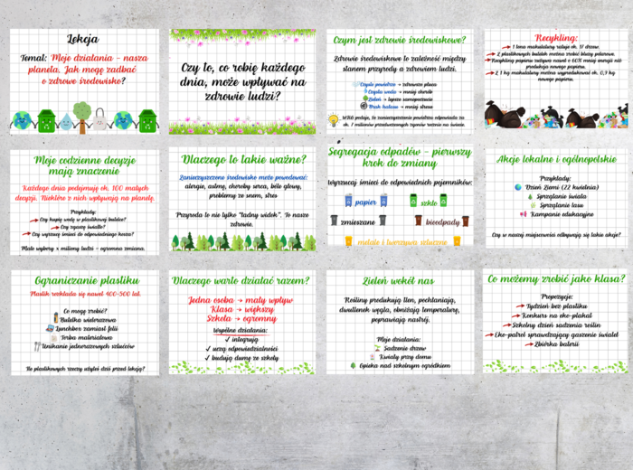 Moje działania – nasza planeta. Jak mogę zadbać o zdrowe środowisko? / Prezentacja/ Edukacja zdrowotna