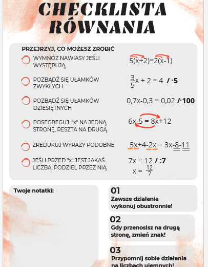 Checklista - równania
