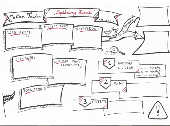 "Spóźniony słowik" - rysunkowa karta pracy