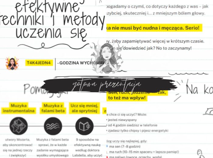 Najbardziej efektywne techniki i metody uczenia się - gazetka lub prezentacja