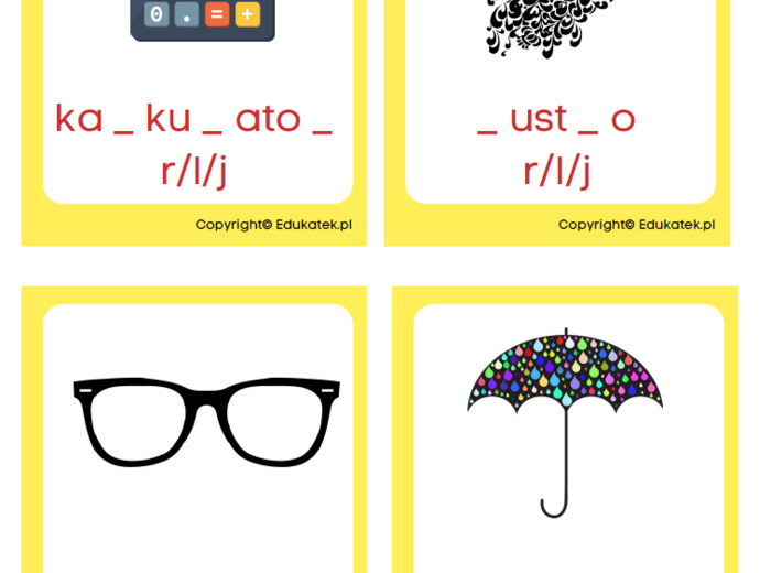 Różnicowanie słuchowe - utrwalanie głosek r, l, j