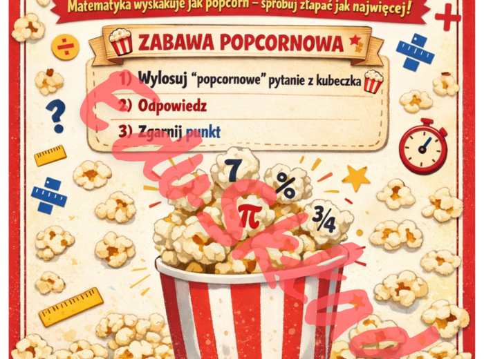 🍿 POP-MATMA! Dzień Matematyki – plakat + pytania do kubeczka + kupony nagrody (kl. 4–8)