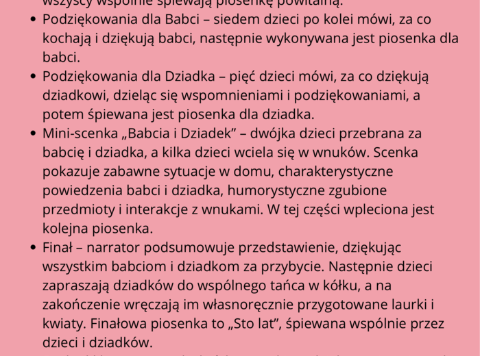 Dzień babci i Dziadka scenariusz