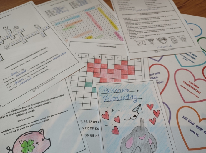 Alles Liebe zum Valentinstag Arbeitsblätter - walentynki karty pracy język niemiecki