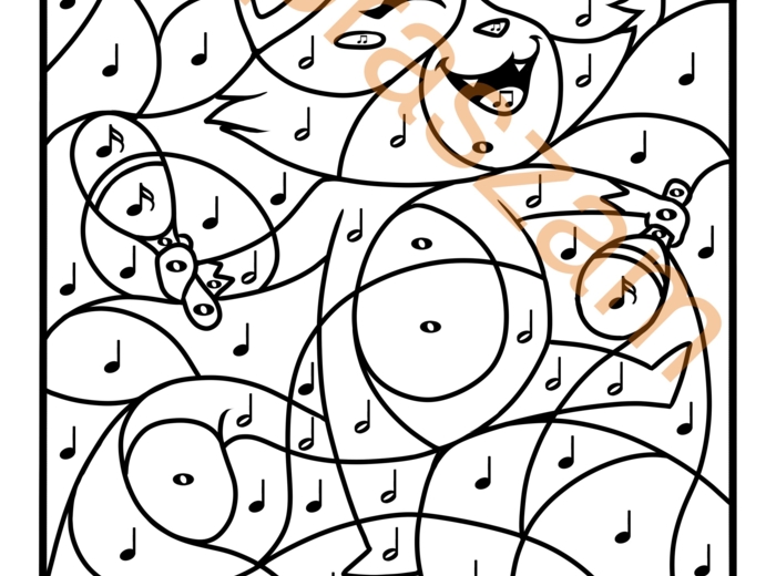 Kotek grający na marakasach (wartości rytmiczne nut)