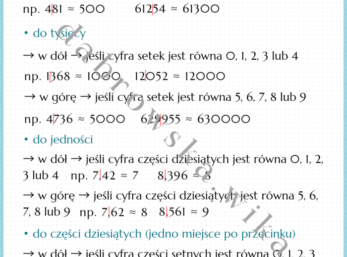 Zaokrąglanie liczb - notatka