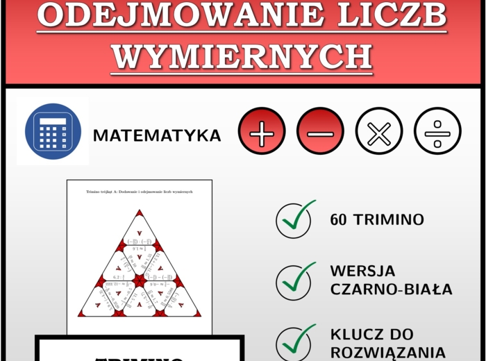 Trimino - Dodawanie i odejmowanie liczb wymiernych | matematyka
