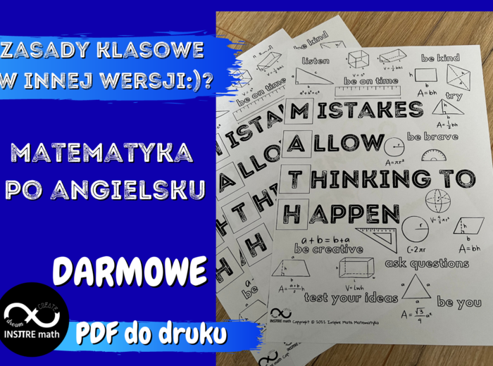 Zasady klasowe w innej wersji :)? MATH Mistakes Allow Thinking to Happen! Matematyka po angielsku.
