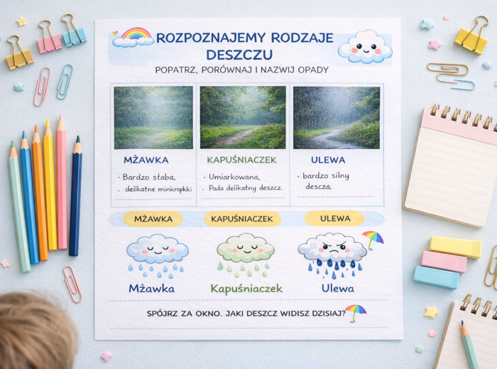 Karta pracy: Rozpoznaj rodzaje deszczu