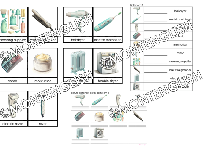 Zestaw kart obrazkowych: IN THE BATHROOM SET 3