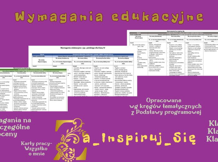 Klasa V - wymagania edukacyjne