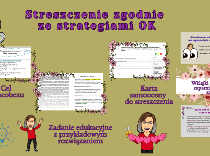 Streszczenie w szkole podstawowej - karty pracy, ocenianie kształtujące