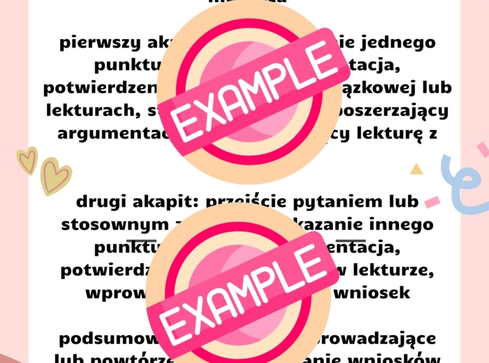 Rozprawka, poziom podstawowy, 1 strona pdf, naklejka/planer