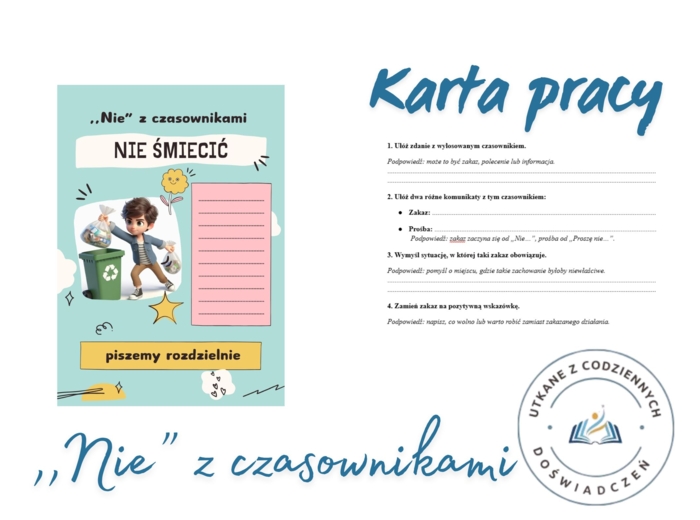 „NIE z czasownikami” (Losuję kartę – wykonuję zadania)