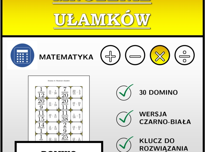 Domino - Mnożenie ułamków | matematyka