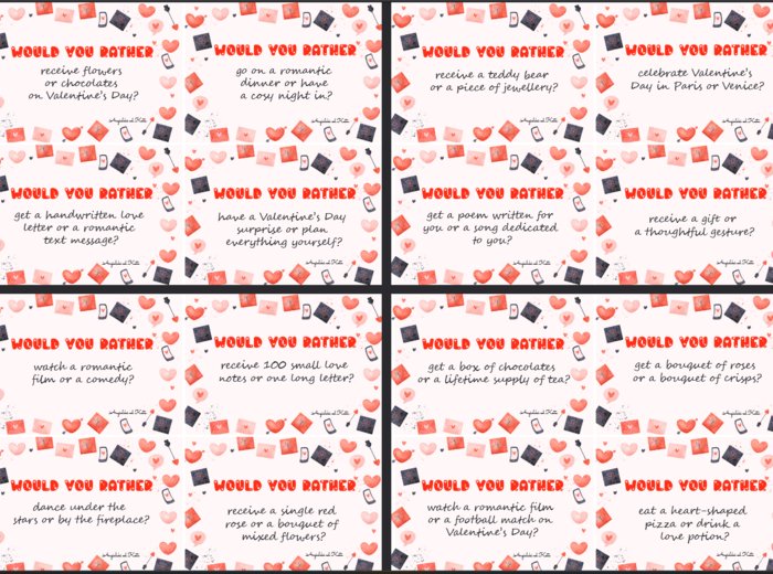 St. Valentine’s Day (Walentynki) Would you rather /48 kart