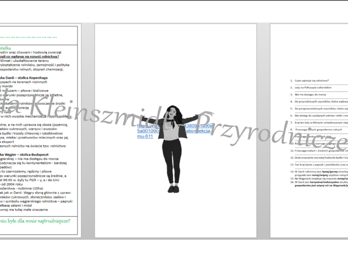 Notatka metodą Cornella i zestaw pytań do niej "Rolnictwo Danii i Węgier". Geografia 6, Dział IV "Gospodarka Europy"