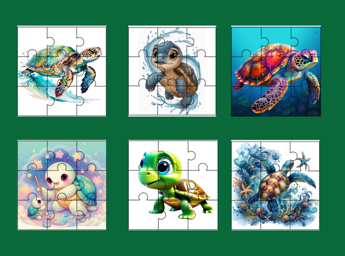 DZIEŃ ŻÓŁWIA – PUZZLE – 18 obrazków