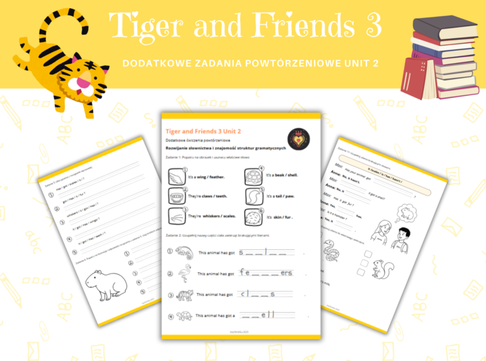Tiger and Friends Klasa 3 Unit 2 Nazwy części ciała Opis zwierzat Dodatkowe Ćwiczenia Karty Pracy