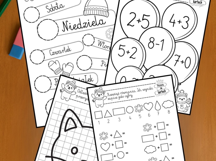 Zimowe odliczanie z zadaniami - klasa 1 szkoła podstawowa