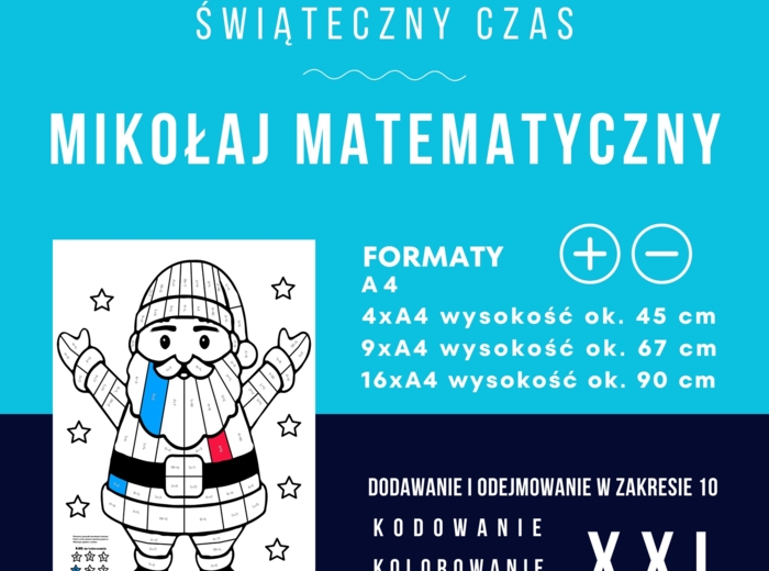 Mikołaj matematyczny xxl - aktywizująca kolorowanka